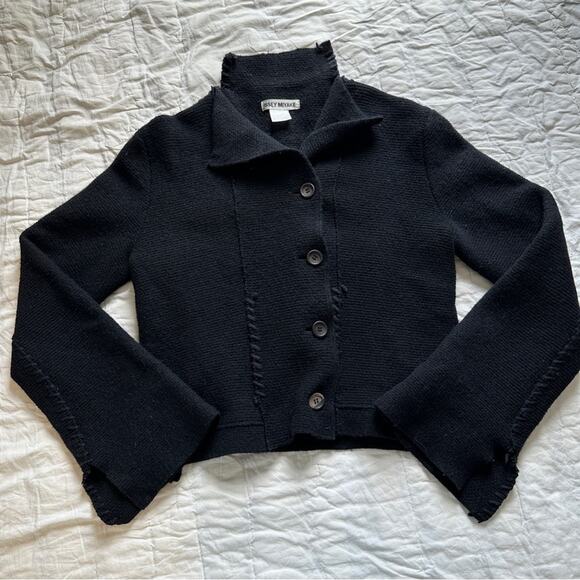 Issey Miyake Black Cardigan Sweater Size 4 - Picture 1 of 9